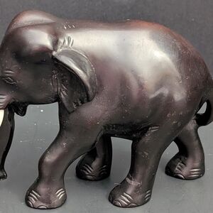 Vintage wood carved elephant sculpture 2-2026